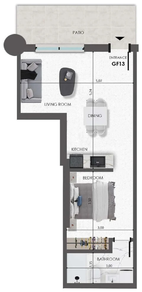 Original developer floor plan of GF13, 41.60 square metres