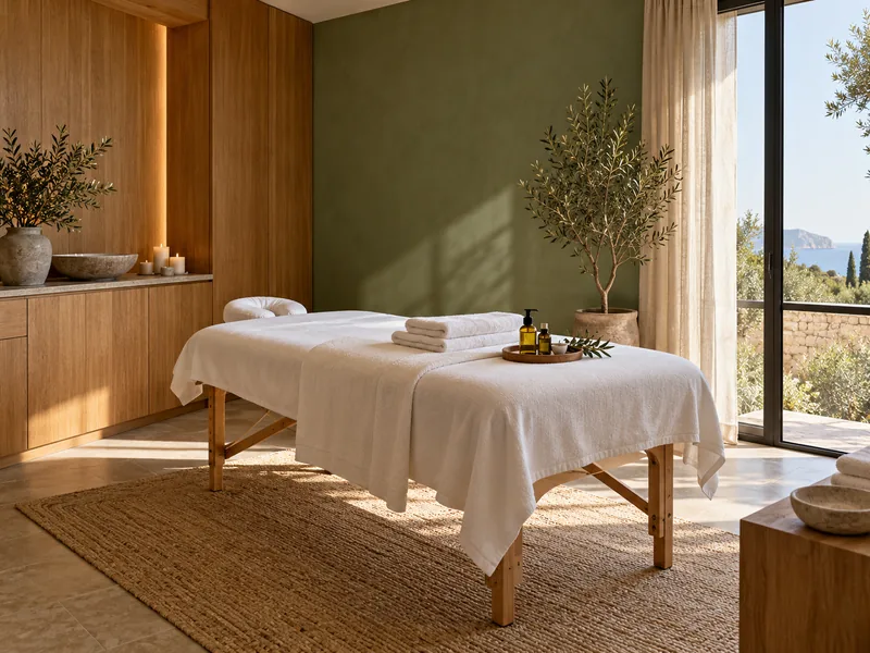 Illustrative massage treatment room