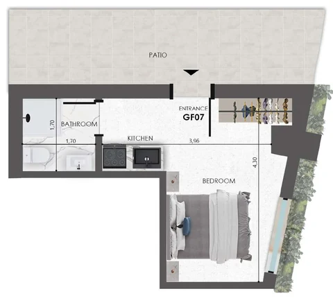 Original developer floor plan of GF07, 22.10 square metres